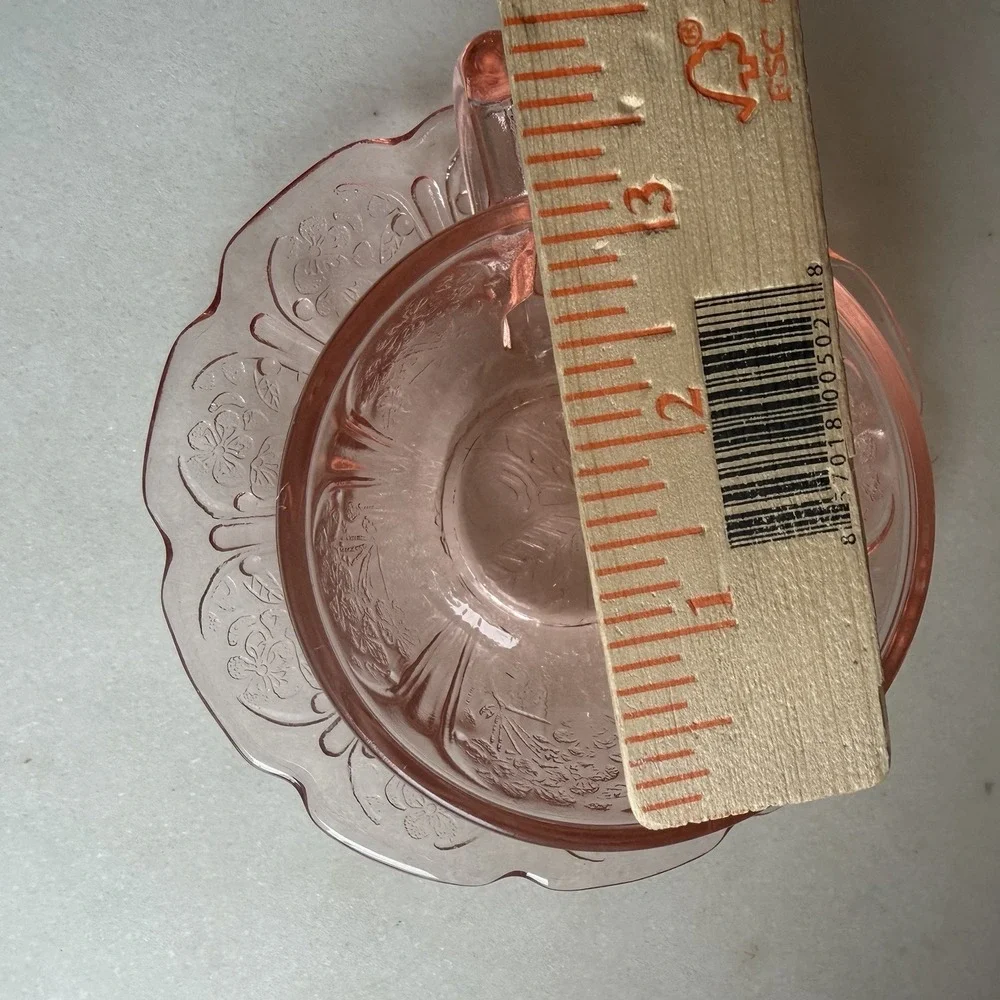 Vtg Jeannette Glass Co. Pink Cherry Blossom Cup/Saucer Set Depression Glass EUC